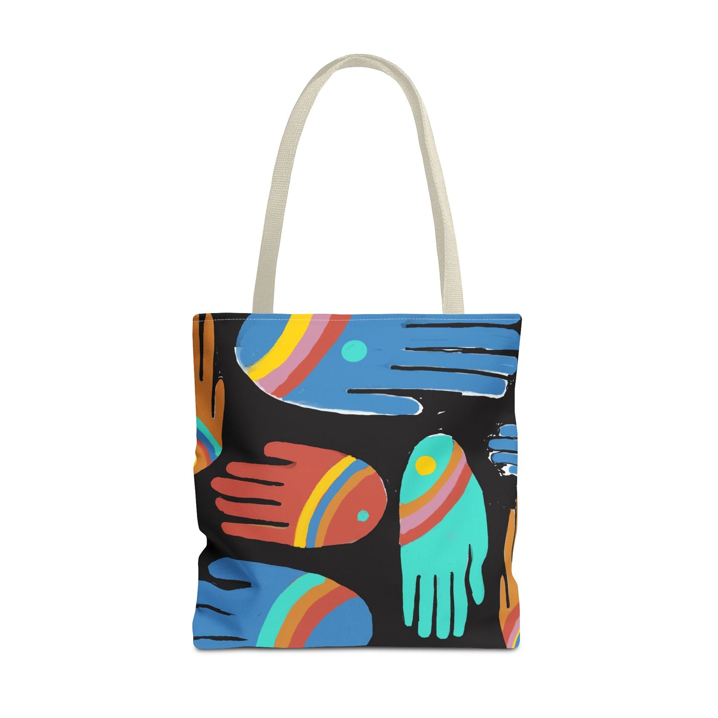 Rainbow Hands Tote Bag, Black | 3 Sizes | 5 Handle options