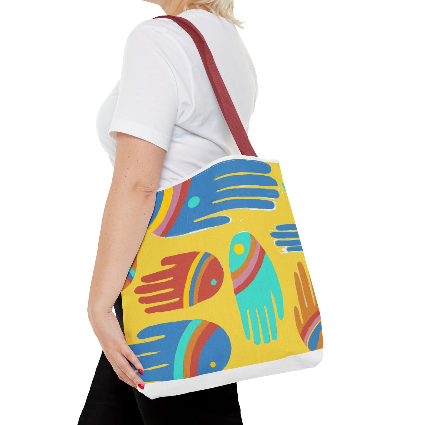 Rainbow Hands Tote Bag, Yellow | 3 Sizes | 5 Handle options
