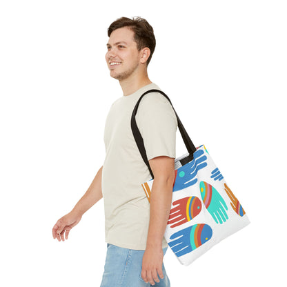 Rainbow Hands Tote Bag, White | 3 Sizes | 5 Handle options