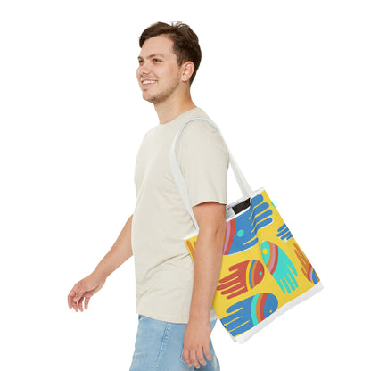 Rainbow Hands Tote Bag, Yellow | 3 Sizes | 5 Handle options