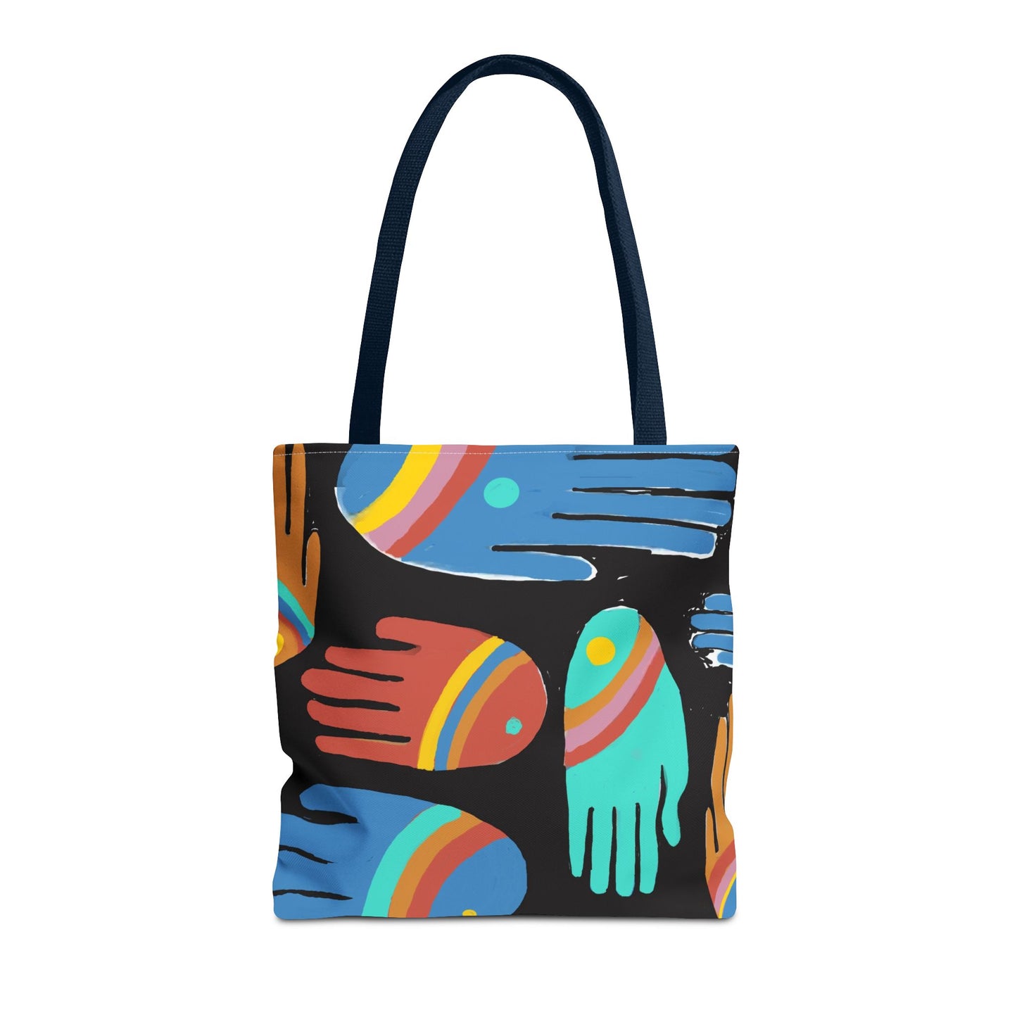 Rainbow Hands Tote Bag, Black | 3 Sizes | 5 Handle options